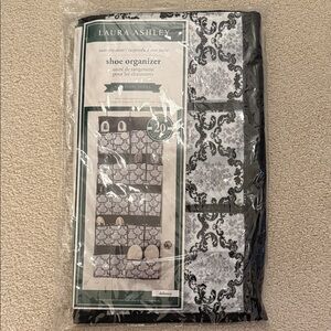 NWT Laura Ashley Black and White Damask Closet Organizers 3 piece Set